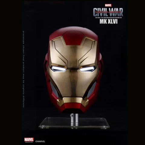 NEW Marvel Captain America Civil War 1/1 Iron Man MK46 Helmet Auto On-off Model Cover