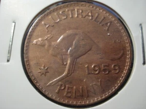 Australian 1959 Melbourne Mint Penny Uncirculated Scarce Coin (SA05) - Picture 1 of 2
