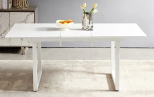 white color,Square Extendable Dining Table with metal leg,Modern Space Saving K - Picture 1 of 9