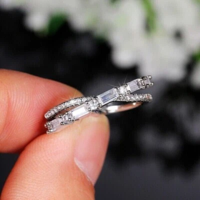 1.50Ct Baguette Cut Lab-Created Diamond Wedding Ring 14k White Gold Plated - Image 1 of 3