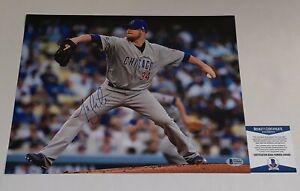 Jon Lester signed Chicago Cubs 11x14 photo autographed BAS Beckett