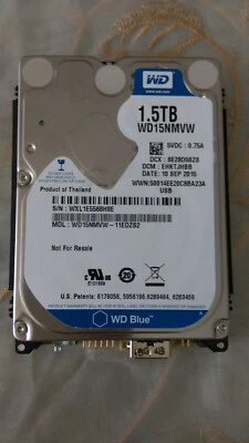 WD WD15NMVW-11EDZS2  1.5TB USB 3 dcm:6E28D5SZ8 sn:WXL1E5568H8E Thailand Sep 2015 - Image 1 of 4