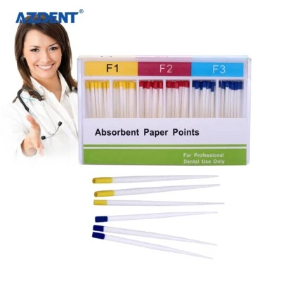 100 PIEZAS Dentales Puntos Absorbentes de Endodoncia para Endo Root Canel F1, F2, F3 Foto 1 de 4