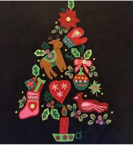 QUACKER FACTORY Light Up Christmas Tree Sweater Sz 3X Black Hot Pink Beaded NEW - Picture 1 of 24