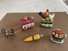 4x Ceramic Hinged Boxes Chick/Egg, Noah/Ark, Circus/Horse, Carrot/Bunny