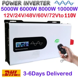 5000W 8000W 10000W 12000W Reiner Sinus Wechselrichter 12V 24V 48V 60V auf 110V 120V - Bild 1 von 31