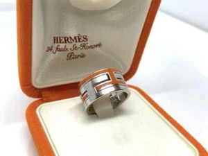 Anillo de ceniza vintage HERMES Move 48 JCS8 US4,5-5 naranja plata de ley 925 - Imagen 1 de 9