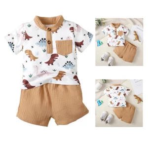 kids infant Baby Boys girls Clothes summer Cartoon T shirt+shorts outfits & set - Picture 1 of 10