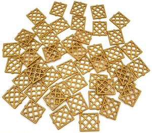 Lego 50 New Pearl Gold Panes for Window 1 x 2 x 2 Stud Lattice Diamond Pieces
