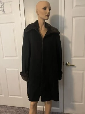 Abrigo de lana negro vintage Dale Dressin para Harlan talla 8 Foto 1 de 4