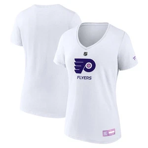 Mujer Fanática Blanco Philadelphia Flyers 2024 Hockey Luchas Cáncer Cuello en V - Imagen 1 de 3