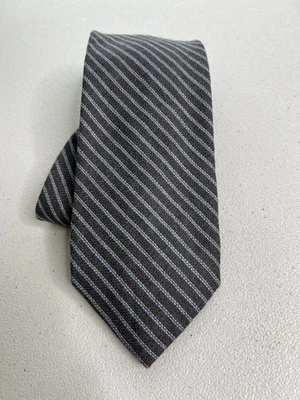 Lands' End Gray, Blue Striped Pattern 100% Wool Handsewn in USA Long Tie NWOT - Image 1 of 4
