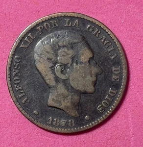 SPAIN-PUERTO RICO 1878 - DIEZ CENTIMOS (10 CENTIMOS) -COLONIES - Picture 1 of 4