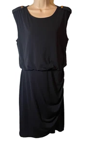 Banana Republic ärmelloses Kleid seitlich gerafft dunkelblau Gr. M adrett maritim - Bild 1 von 11