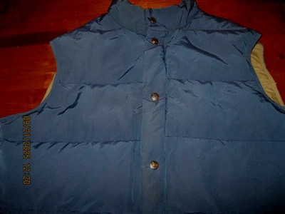 Chaqueta Chaleco acolchado vintage de los 90 Woolrich EE. UU. azul marino beige bronceado talla L para hombre Foto 1 de 4