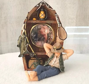 Fishermans Picture Frame Boat Sleepy Fisherman String of Fish Lantern Farrah - Picture 1 of 9