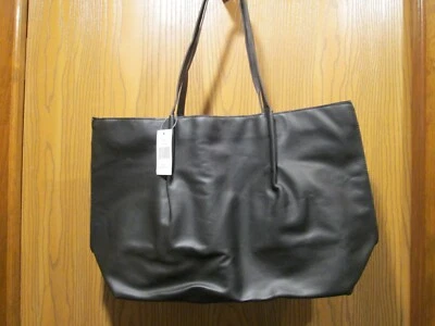 Bolso de Mano Saks Fifth Avenue Negro Imitación Cuero Extra Grande Dos Asas NUEVO Foto 1 de 4