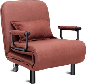26.5" Convertible Sofa Bed Folding Arm Chair Sleeper Leisure Recliner Lounge Cou - Picture 1 of 10