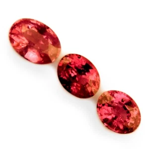 Certified 0.43ct Natural Unheated Vivid Pink Sapphire VS 3 Ovals Matching Set - Picture 1 of 4