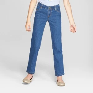 Girls' Mid-Rise Straight Jeans - Cat & Jack™ Medium Wash 16 Plus - Picture 1 of 1
