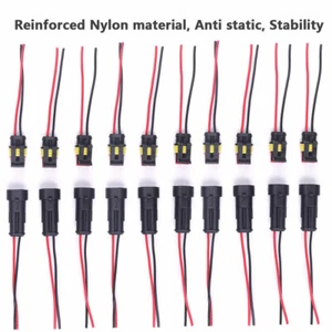 10Pcs  2 Pin Car Auto Waterproof Electrical Connector Plug Socket Wire Kit - Picture 1 of 11