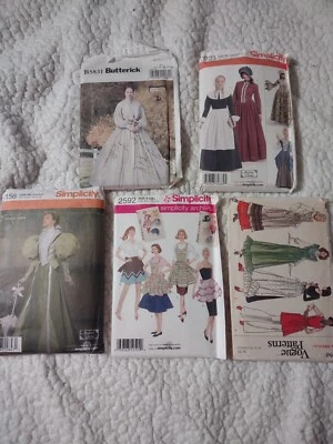 Vtg Dress Patterns X5 Vogue Simplicity Butterick Dress Apron Prairy Victorian  - Image 1 of 4