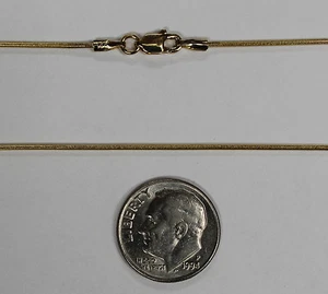 18kt 18K Yellow Solid Gold 16" 18" 1mm Round Snake Necklace Chain Lobster - Picture 1 of 3