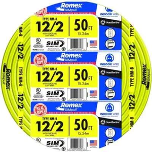 12/2 NM-B, Non-Metallic, Residential Indoor Wire, Equivalent to ROMEX (50FT Cut) - Picture 1 of 2