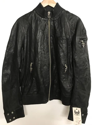 Chaqueta de cuero de diseñador Royal Underground para hombre talla s cremallera negra alta calidad Foto 1 de 4