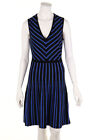 ANNE KLEIN Evening Dress Knit Stripes S black lavender blue