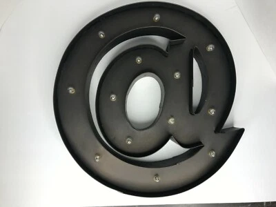 Lighted @ Sign Metal Vintage Look Home Decor Marquee 17" T Battery operated - Image 1 of 4