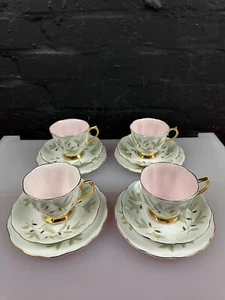 Juego de 4 tazas de té rosa Royal Albert Braemar platillos platos laterales - Imagen 1 de 11