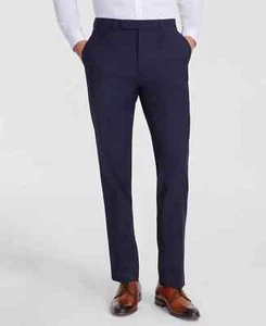 Calvin Klein Mens Slim fit Dress Pants 33Wx30L Blue Solid Stretch Wool E03272 - Picture 1 of 2
