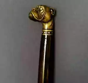 Bastón de regalo victoriano cabeza de bulldog bastón de madera con mango de l... - Imagen 1 de 8
