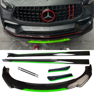 For Mercedes-Benz E200 E300 E450 Front Bumper Lip 86" Side Skirt Black Green - Imagem 1 de 4
