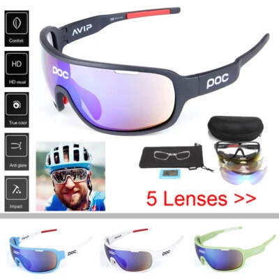 Cycling Glasses Polarized Sunglasses with 5 Interchangeable Lenses Bike Eyewear - Image 1 of 4