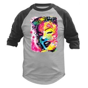 Monroe Colorful Women 2 American Pop Culture Icon Graphic 3/4 Sleeve Raglan - Imagen 1 de 10