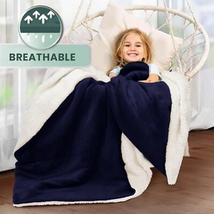 Sherpa Fleece Blanket Soft Warm Double Sided Sofa Bed Blankets Throws Twin Queen - Picture 1 of 70
