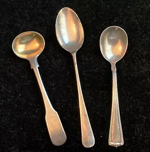 3 Vintage Small Sterling Silver Serving Demitasse Spoons 3 3/4 - 4 3/4 Inches - Picture 1 of 10