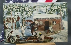 Postcard Diorama At State Museum Denver Winter Camp Trappers Linen - Picture 1 of 2