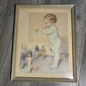 Vtg Bessie Pease Gutmann Framed Print "Taps" From 1987 Calendar 12x15 - Picture 1 of 6