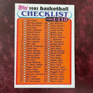 1981-82 Topps Set NBA CHECKLIST 1-110 #E93 NON MARCATO NM/MINT+ HIGH GRADE* VENDING - Foto 1 di 2