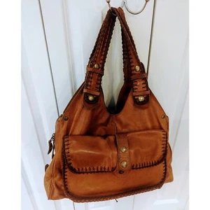 Rare Chloe leather bag w/crochet trim. Large Brown Boho Handbag. - Picture 1 of 24