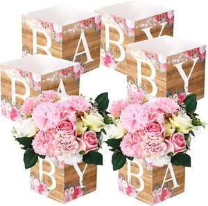 6 Pcs Baby Shower Party Decorations Baby Flower Boxes Centerpiece Rustic Table D - Picture 1 of 6