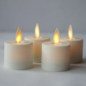 Luminara Flameless Flickering Tealight Candles with Timer Set of 4 Ivory Unscent - Picture 1 of 9