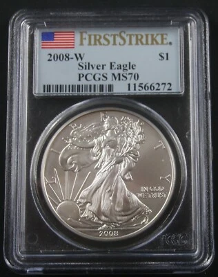 American Silver Eagle 2008 W amueblado graduación profesional MS 70 primer golpe Foto 1 de 4