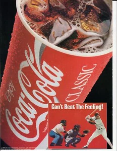 BÉISBOL Coca-Cola/Cervecería de Manhattan Original '89 Vintage 2 Caras Anuncio - Imagen 1 de 2