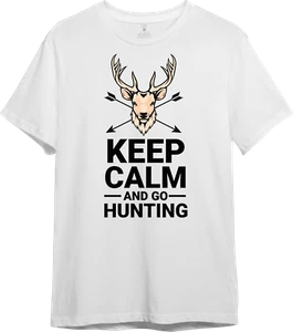 Graphic Keep Calm and Go Hunting T-Shirt Tee Kurzarm 100% Baumwolle - Bild 1 von 13