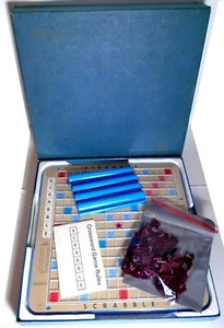 1977 SCRABBLE Crossword Game Deluxe Turntable Burgundy Tile Edition - Complete - Picture 1 of 4