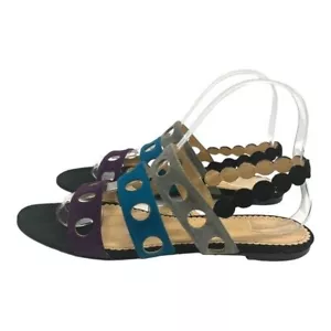 Charlotte Olympia Colorblock Cutouts Suede Sandals Women’s 38 - Picture 1 of 12
